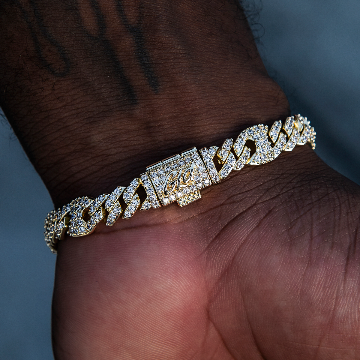 9MM Iced Puffed Mariner Cuban Bracelet - Gold